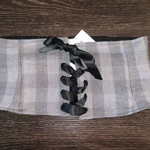 Lf grey plaid corset crop top bustier bra belt